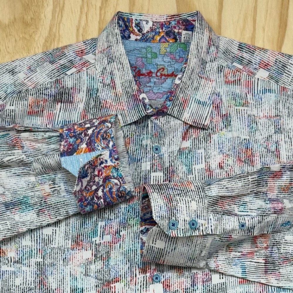 Robert Graham 4XL Abstract Stripe Multicolor Button Down Shirt Coupe Classique